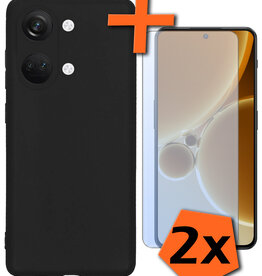 Nomfy Nomfy OnePlus Nord 3 Hoesje Siliconen Met 2x Screenprotector - Zwart