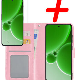 BASEY. BASEY. OnePlus Nord 3 Hoesje Bookcase Met Screenprotector - Lichtroze