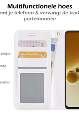 Nomfy Hoesje Geschikt voor OnePlus Nord 3 Hoes Bookcase Flipcase Book Cover Met 2x Screenprotector - Hoes Geschikt voor OnePlus Nord 3 Hoesje Book Case - Wit