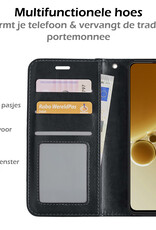 Nomfy Hoesje Geschikt voor OnePlus Nord 3 Hoes Bookcase Flipcase Book Cover Met 2x Screenprotector - Hoes Geschikt voor OnePlus Nord 3 Hoesje Book Case - Zwart