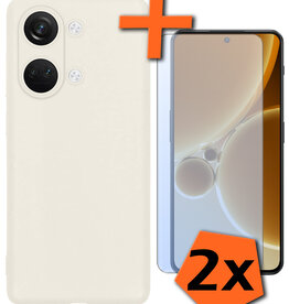 Nomfy Nomfy OnePlus Nord 3 Hoesje Siliconen Met 2x Screenprotector - Wit