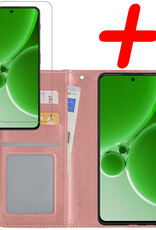 BASEY. Hoes Geschikt voor OnePlus Nord 3 Hoesje Bookcase Hoes Flip Case Book Cover Met Screenprotector - Hoesje Geschikt voor OnePlus Nord 3 Hoes Book Case Hoesje - Rosé goud