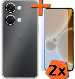 Nomfy Nomfy OnePlus Nord 3 Hoesje Siliconen Met 2x Screenprotector - Transparant