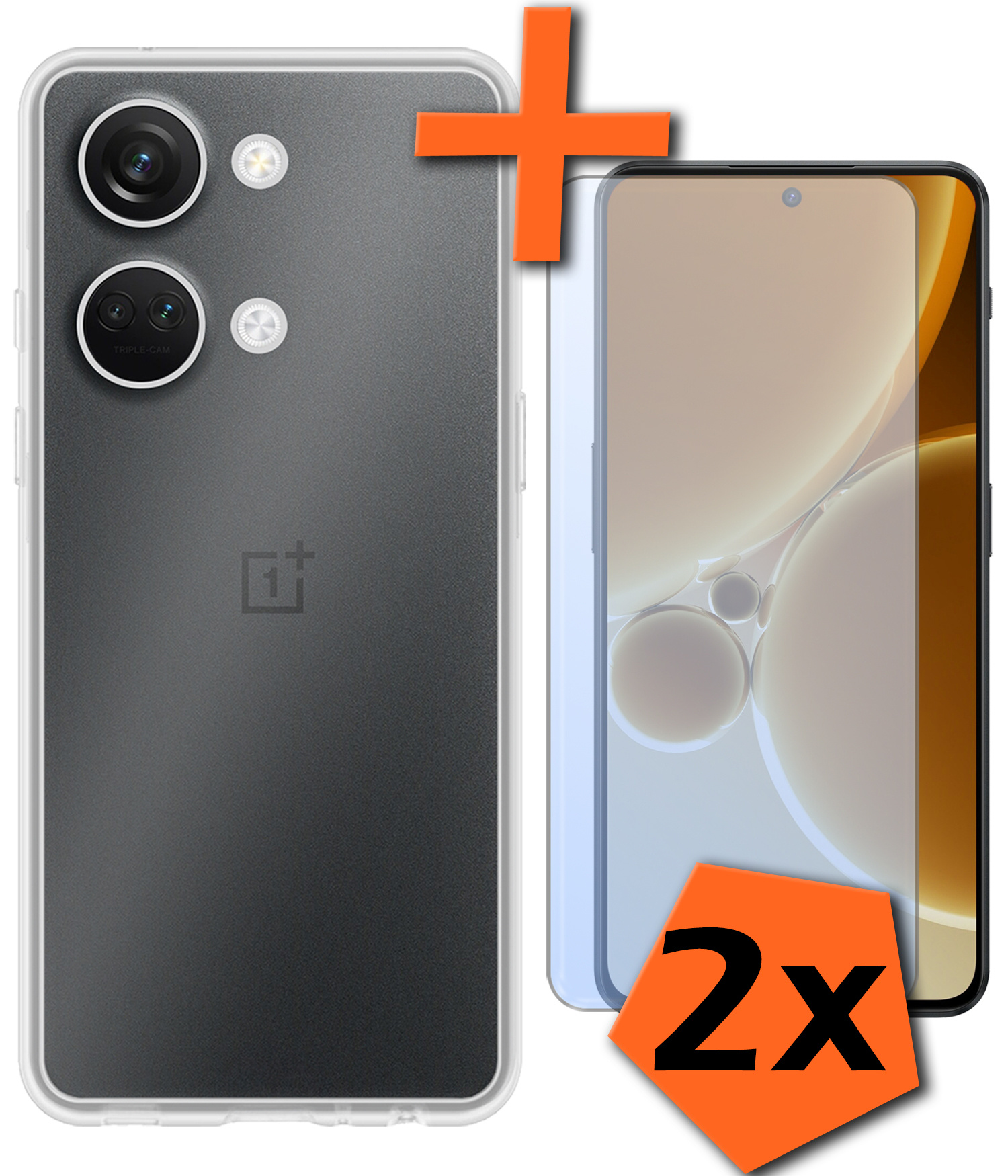 Nomfy Hoesje Geschikt voor OnePlus Nord 3 Hoesje Siliconen Cover Case Met 2x Screenprotector - Hoes Geschikt voor OnePlus Nord 3 Hoes Back Case - Transparant