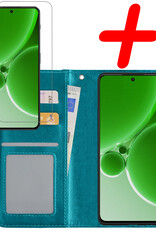 BASEY. Hoes Geschikt voor OnePlus Nord 3 Hoesje Bookcase Hoes Flip Case Book Cover Met Screenprotector - Hoesje Geschikt voor OnePlus Nord 3 Hoes Book Case Hoesje - Turquoise