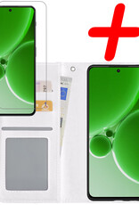 BASEY. Hoes Geschikt voor OnePlus Nord 3 Hoesje Bookcase Hoes Flip Case Book Cover Met Screenprotector - Hoesje Geschikt voor OnePlus Nord 3 Hoes Book Case Hoesje - Wit