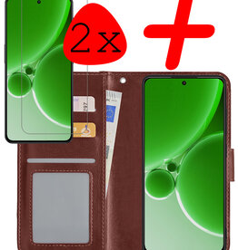 BASEY. BASEY. OnePlus Nord 3 Hoesje Bookcase Met 2x Screenprotector - Bruin