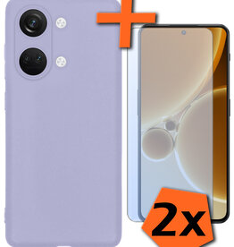 Nomfy Nomfy OnePlus Nord 3 Hoesje Siliconen Met 2x Screenprotector - Lila