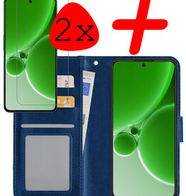 BASEY. BASEY. OnePlus Nord 3 Hoesje Bookcase Met 2x Screenprotector - Donkerblauw