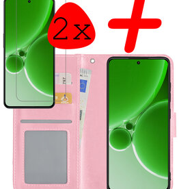 BASEY. BASEY. OnePlus Nord 3 Hoesje Bookcase Met 2x Screenprotector - Lichtroze