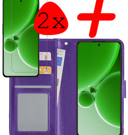 BASEY. BASEY. OnePlus Nord 3 Hoesje Bookcase Met 2x Screenprotector - Paars