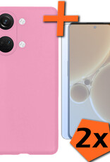 Nomfy Hoesje Geschikt voor OnePlus Nord 3 Hoesje Siliconen Cover Case Met 2x Screenprotector - Hoes Geschikt voor OnePlus Nord 3 Hoes Back Case - Lichtroze