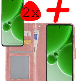 BASEY. BASEY. OnePlus Nord 3 Hoesje Bookcase Met 2x Screenprotector - Rose Goud