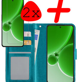 BASEY. BASEY. OnePlus Nord 3 Hoesje Bookcase Met 2x Screenprotector - Turquoise