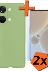 Nomfy Hoesje Geschikt voor OnePlus Nord 3 Hoesje Siliconen Cover Case Met 2x Screenprotector - Hoes Geschikt voor OnePlus Nord 3 Hoes Back Case - Groen