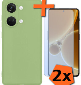 Nomfy Nomfy OnePlus Nord 3 Hoesje Siliconen Met 2x Screenprotector - Groen