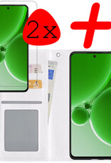 BASEY. Hoes Geschikt voor OnePlus Nord 3 Hoesje Bookcase Hoes Flip Case Book Cover Met 2x Screenprotector - Hoesje Geschikt voor OnePlus Nord 3 Hoes Book Case Hoesje - Wit