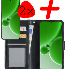 BASEY. BASEY. OnePlus Nord 3 Hoesje Bookcase Met 2x Screenprotector - Zwart