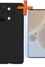 Nomfy Hoesje Geschikt voor OnePlus Nord 3 Hoesje Siliconen Cover Case Met Screenprotector - Hoes Geschikt voor OnePlus Nord 3 Hoes Back Case - Zwart