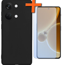 Nomfy Nomfy OnePlus Nord 3 Hoesje Siliconen Met Screenprotector - Zwart
