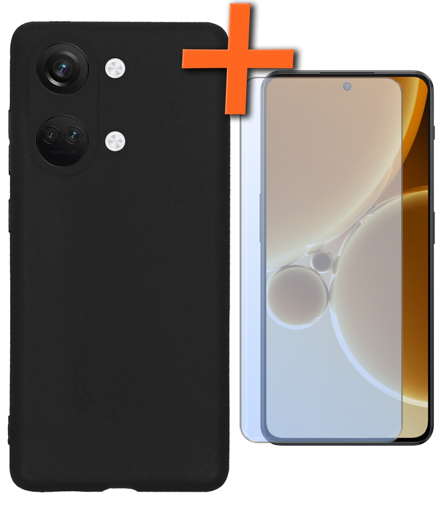 Nomfy Hoesje Geschikt voor OnePlus Nord 3 Hoesje Siliconen Cover Case Met Screenprotector - Hoes Geschikt voor OnePlus Nord 3 Hoes Back Case - Zwart