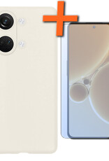 Nomfy Hoesje Geschikt voor OnePlus Nord 3 Hoesje Siliconen Cover Case Met Screenprotector - Hoes Geschikt voor OnePlus Nord 3 Hoes Back Case - Wit