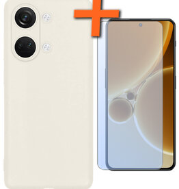 Nomfy Nomfy OnePlus Nord 3 Hoesje Siliconen Met Screenprotector - Wit