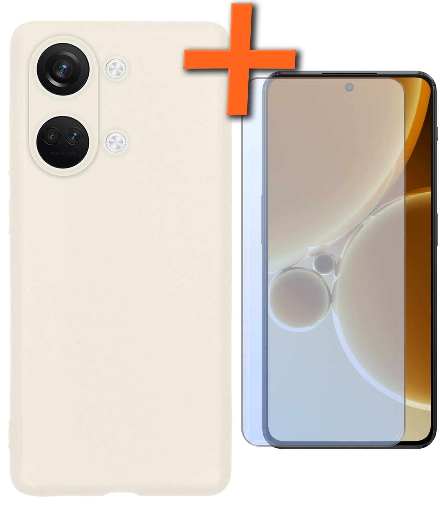 Nomfy Hoesje Geschikt voor OnePlus Nord 3 Hoesje Siliconen Cover Case Met Screenprotector - Hoes Geschikt voor OnePlus Nord 3 Hoes Back Case - Wit