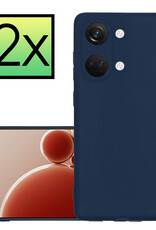 NoXx Hoes Geschikt voor OnePlus Nord 3 Hoesje Cover Siliconen Back Case Hoes - Donkerblauw - 2x
