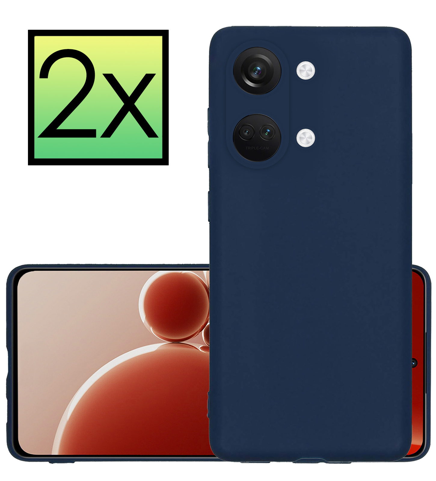 NoXx Hoes Geschikt voor OnePlus Nord 3 Hoesje Cover Siliconen Back Case Hoes - Donkerblauw - 2x