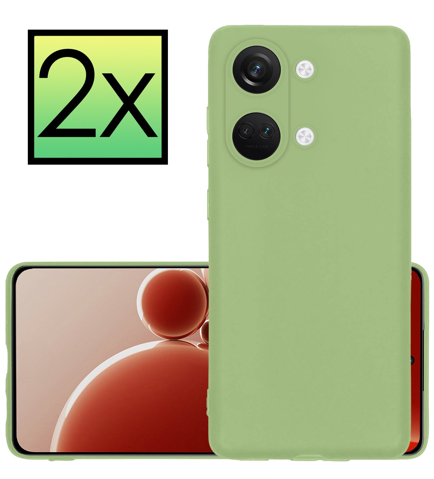 NoXx Hoes Geschikt voor OnePlus Nord 3 Hoesje Cover Siliconen Back Case Hoes - Groen - 2x