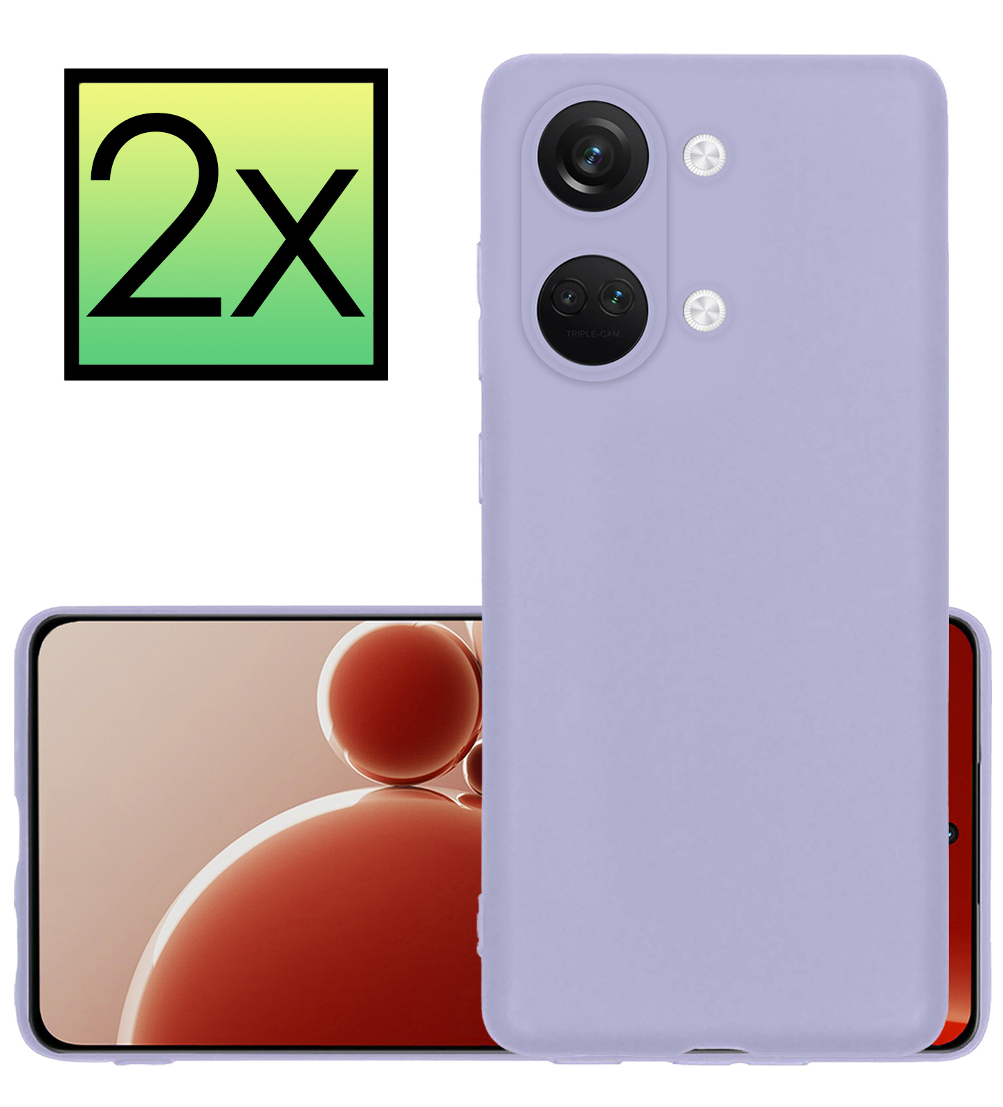 NoXx Hoes Geschikt voor OnePlus Nord 3 Hoesje Cover Siliconen Back Case Hoes - Lila - 2x