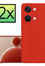 NoXx Hoes Geschikt voor OnePlus Nord 3 Hoesje Cover Siliconen Back Case Hoes - Rood - 2x