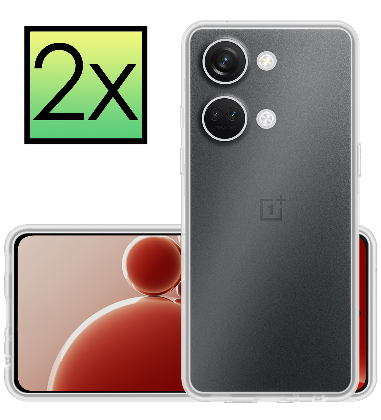 NoXx Hoes Geschikt voor OnePlus Nord 3 Hoesje Cover Siliconen Back Case Hoes - Transparant - 2x
