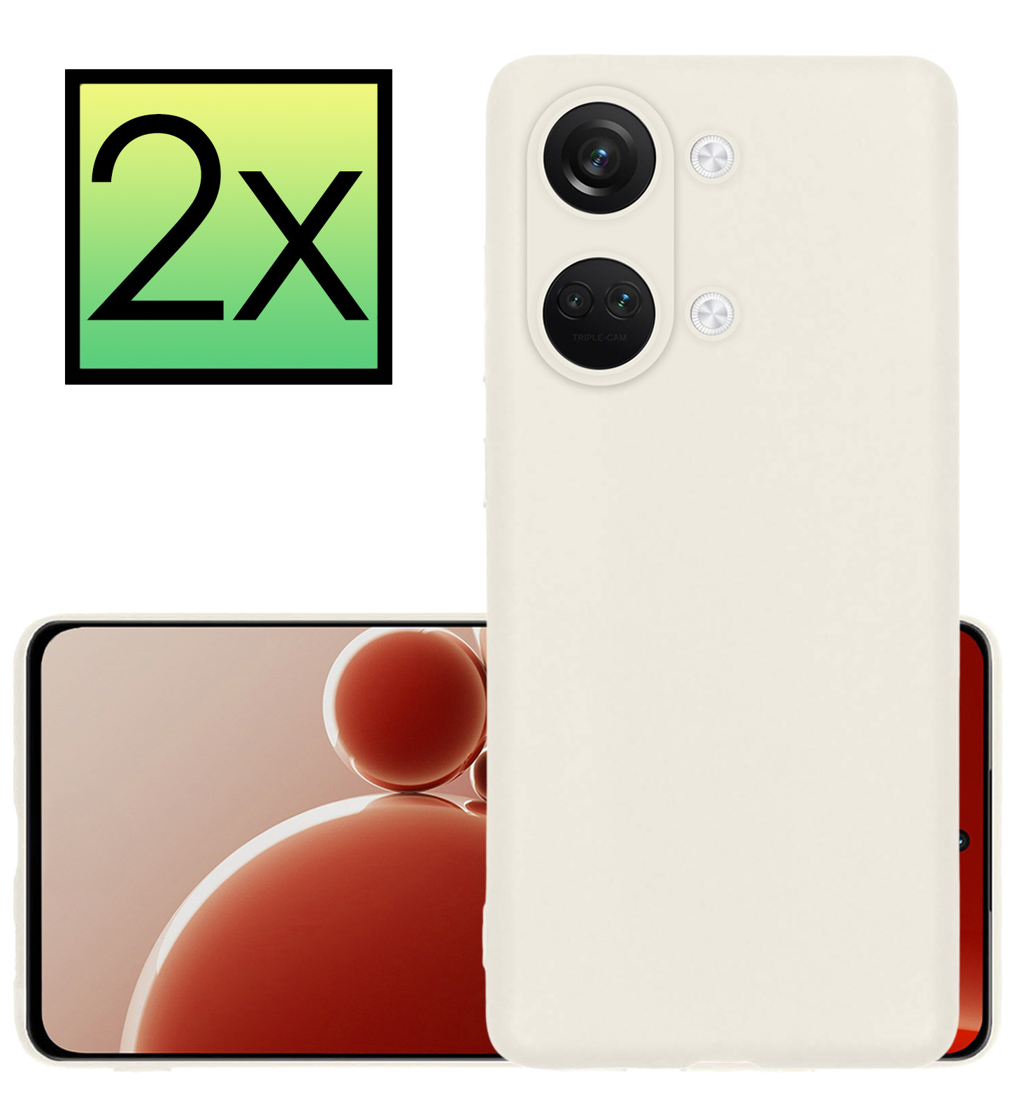 NoXx Hoes Geschikt voor OnePlus Nord 3 Hoesje Cover Siliconen Back Case Hoes - Wit - 2x