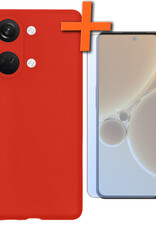 Nomfy Hoesje Geschikt voor OnePlus Nord 3 Hoesje Siliconen Cover Case Met Screenprotector - Hoes Geschikt voor OnePlus Nord 3 Hoes Back Case - Rood