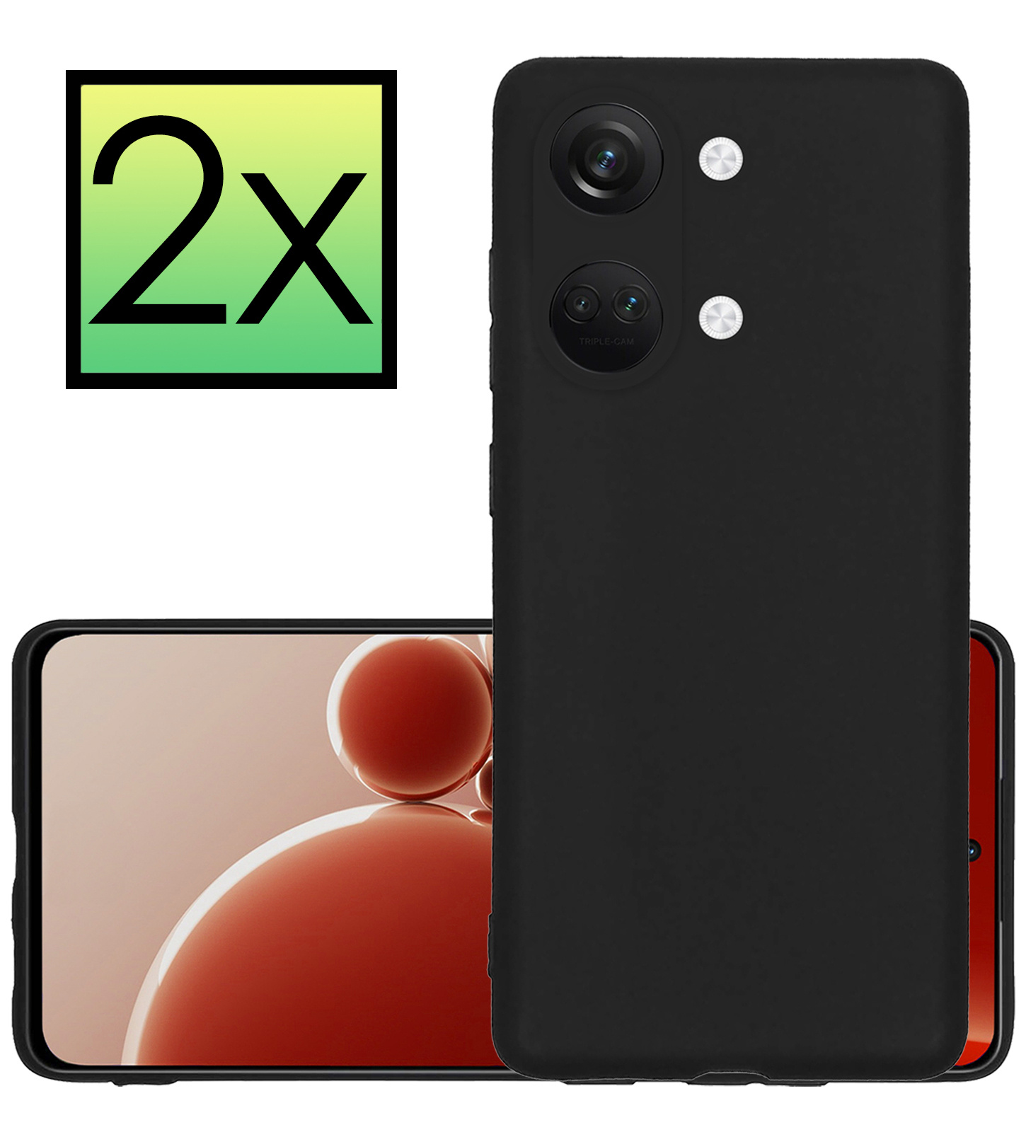 NoXx Hoes Geschikt voor OnePlus Nord 3 Hoesje Cover Siliconen Back Case Hoes - Zwart - 2x