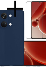 NoXx Hoes Geschikt voor OnePlus Nord 3 Hoesje Cover Siliconen Back Case Hoes Met Screenprotector - Donkerblauw