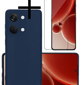 NoXx NoXx OnePlus Nord 3 Hoesje Siliconen Met Screenprotector - Donkerblauw
