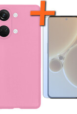 Nomfy Hoesje Geschikt voor OnePlus Nord 3 Hoesje Siliconen Cover Case Met Screenprotector - Hoes Geschikt voor OnePlus Nord 3 Hoes Back Case - Lichtroze