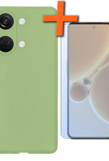 Nomfy Hoesje Geschikt voor OnePlus Nord 3 Hoesje Siliconen Cover Case Met Screenprotector - Hoes Geschikt voor OnePlus Nord 3 Hoes Back Case - Groen