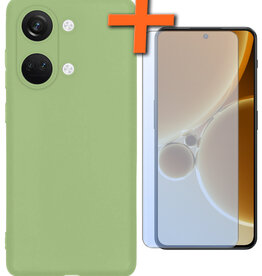 Nomfy Nomfy OnePlus Nord 3 Hoesje Siliconen Met Screenprotector - Groen