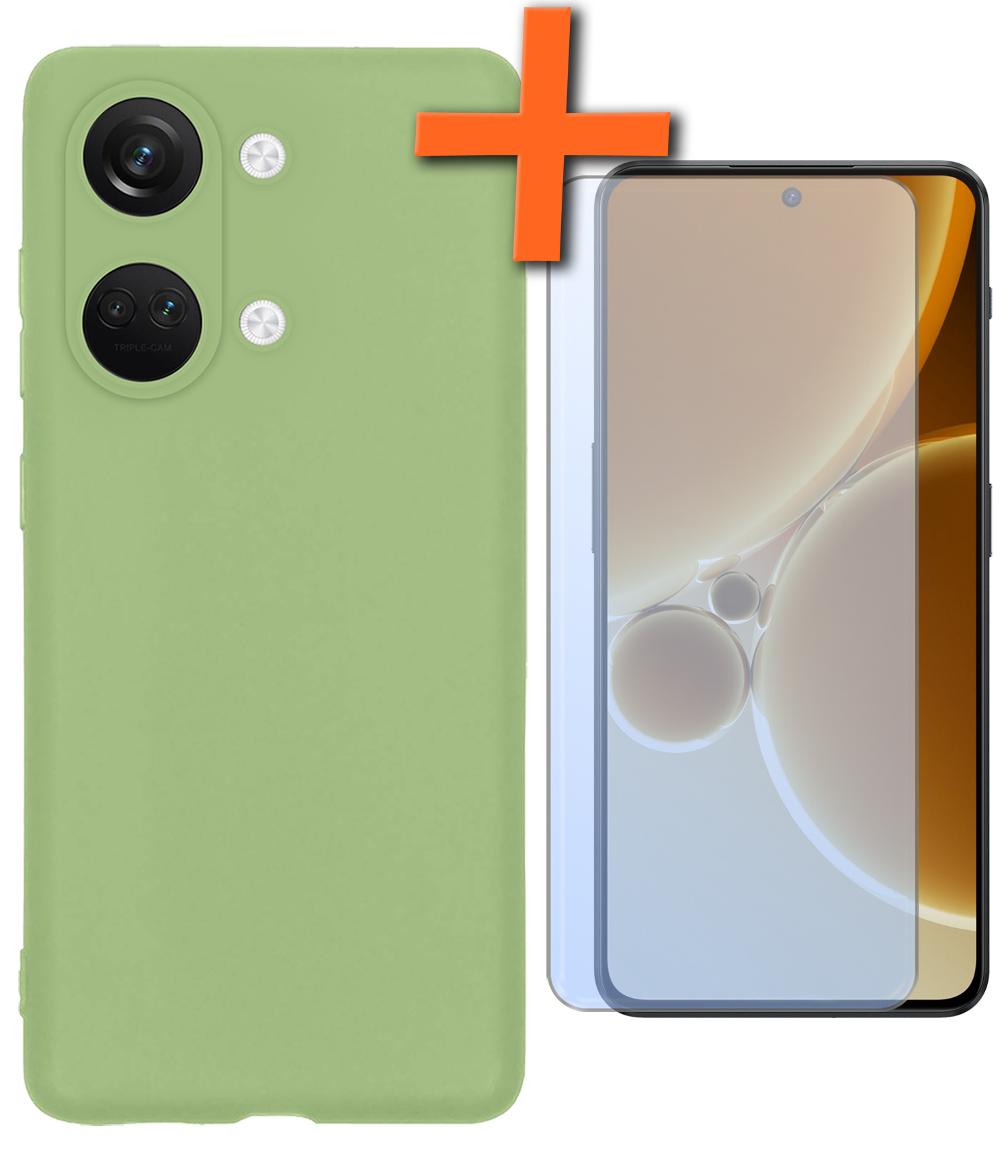 Nomfy Hoesje Geschikt voor OnePlus Nord 3 Hoesje Siliconen Cover Case Met Screenprotector - Hoes Geschikt voor OnePlus Nord 3 Hoes Back Case - Groen