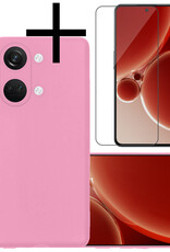 NoXx Hoes Geschikt voor OnePlus Nord 3 Hoesje Cover Siliconen Back Case Hoes Met Screenprotector - Lichtroze