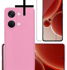 NoXx NoXx OnePlus Nord 3 Hoesje Siliconen Met Screenprotector - Lichtroze
