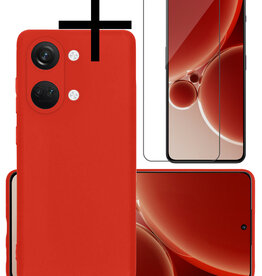 NoXx NoXx OnePlus Nord 3 Hoesje Siliconen Met Screenprotector - Rood