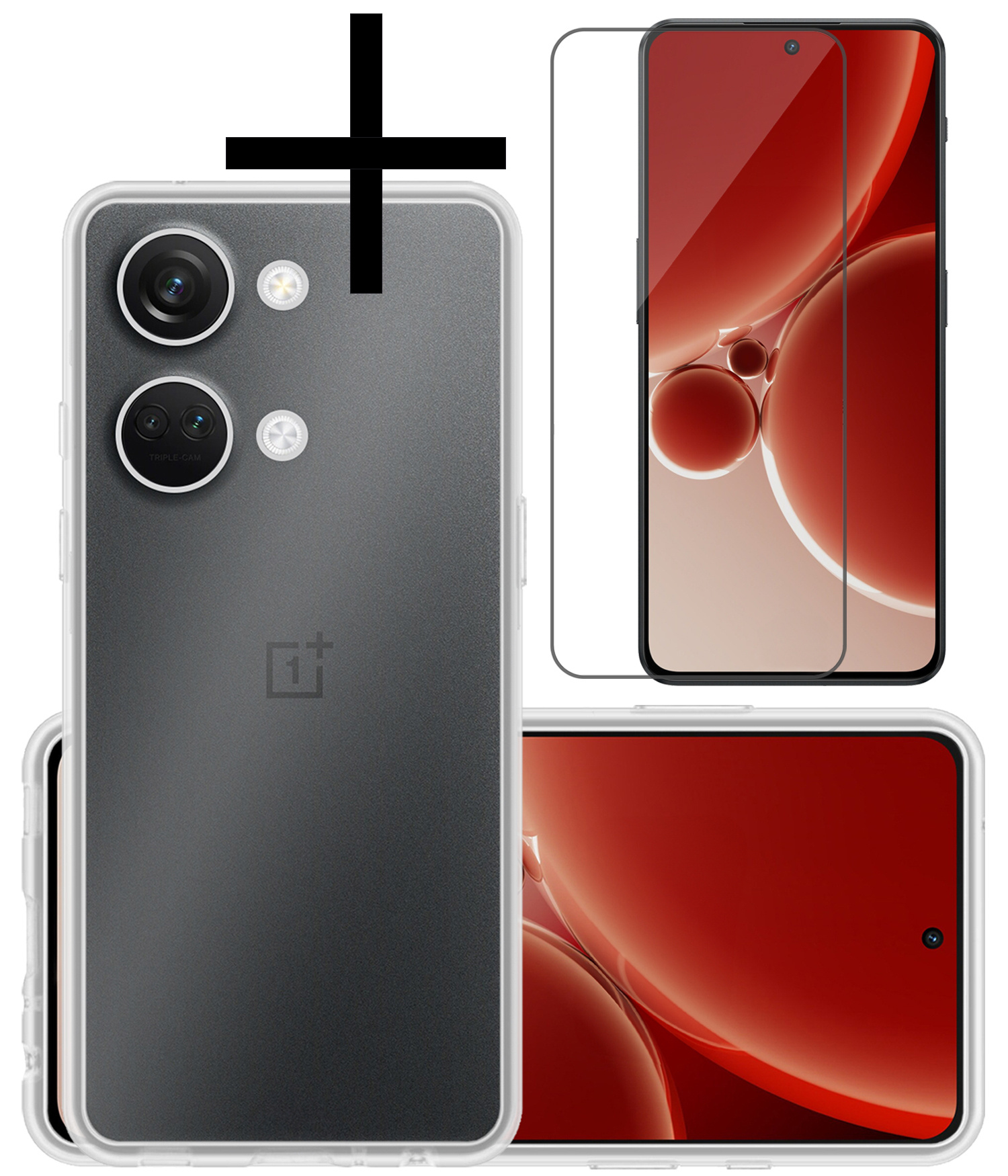 NoXx Hoes Geschikt voor OnePlus Nord 3 Hoesje Cover Siliconen Back Case Hoes Met Screenprotector - Transparant