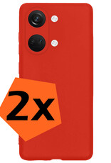 Nomfy Hoesje Geschikt voor OnePlus Nord 3 Hoesje Siliconen Cover Case - Hoes Geschikt voor OnePlus Nord 3 Hoes Back Case - 2-PACK - Rood
