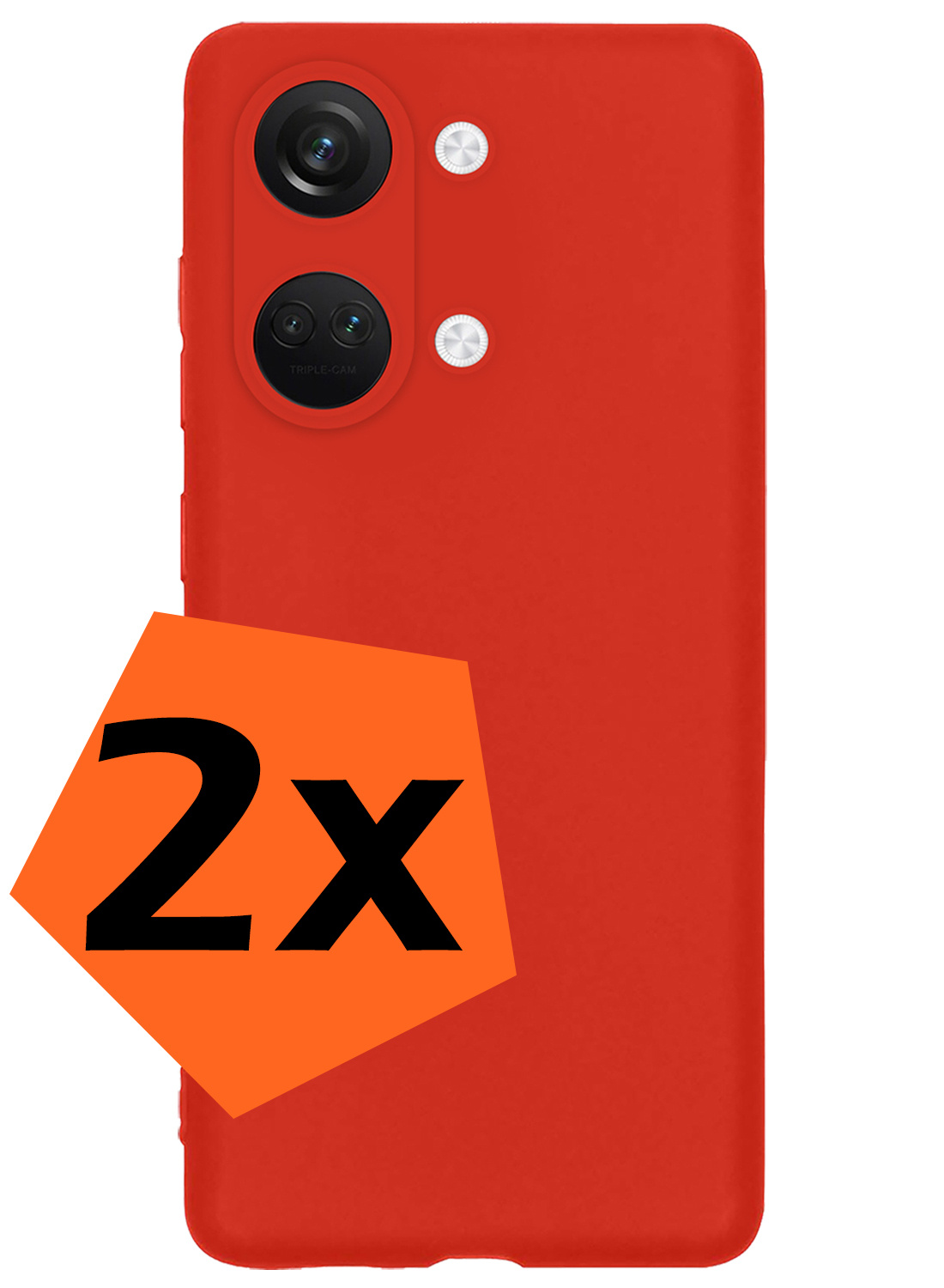 Nomfy Hoesje Geschikt voor OnePlus Nord 3 Hoesje Siliconen Cover Case - Hoes Geschikt voor OnePlus Nord 3 Hoes Back Case - 2-PACK - Rood