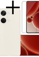 NoXx Hoes Geschikt voor OnePlus Nord 3 Hoesje Cover Siliconen Back Case Hoes Met Screenprotector - Wit